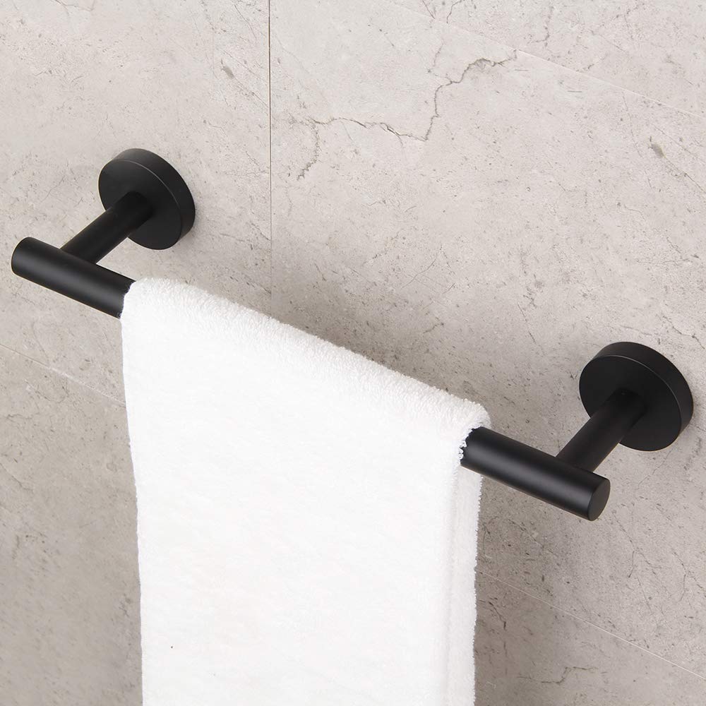 Gerz Contemporary 12-Inch Towel Bar Bath Hand Towel Holder Sus 304 Stainless Steel Wall Mounted Bathroom Organizer Matte Black